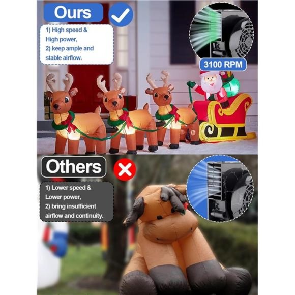 2 Pack Inflatable Fan Replacement, 3100RPM Air Blowers with 12V 1.2A Adapters - Picture 2 of 7